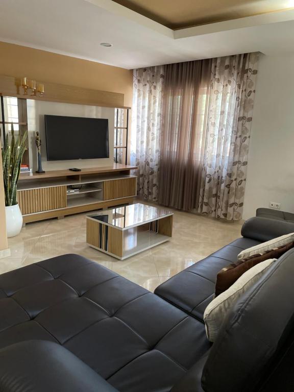 普拉亚Apartamentos Avenida的带沙发和电视的客厅