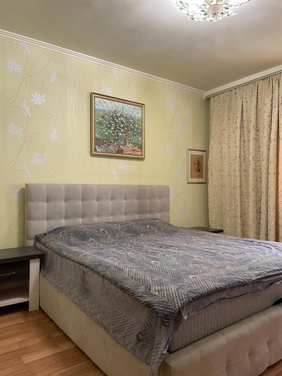 鲍里斯皮尔Boryspil Airport Luxury apartment的一间卧室,卧室内配有一张大床
