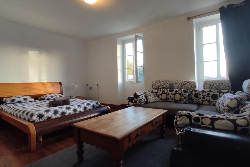 比亚里茨Le Doolie's Biarritz - Boracay的带沙发和咖啡桌的客厅