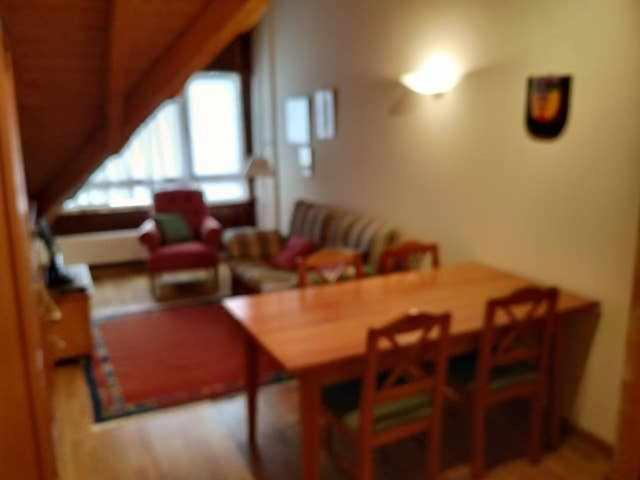 福米加尔Ático Elurra FORMIGAL的客厅配有木桌和椅子