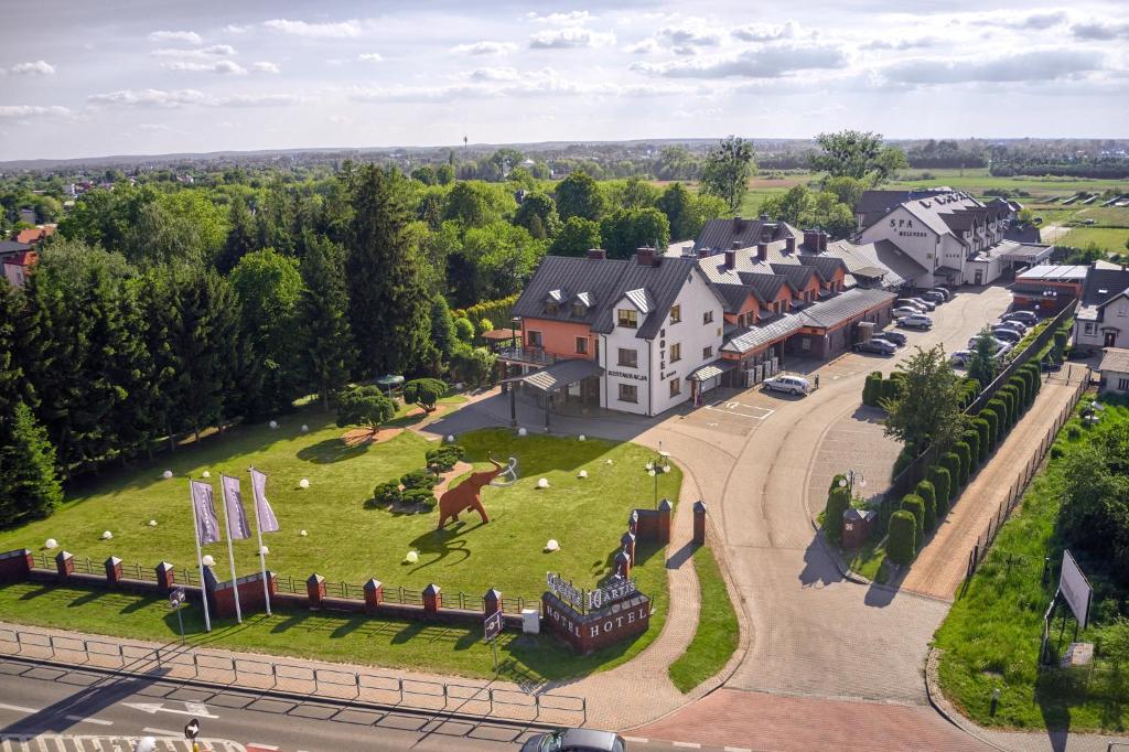 扎莫希奇阿蒂斯Spa酒店的享有小镇空中景观和公园景色