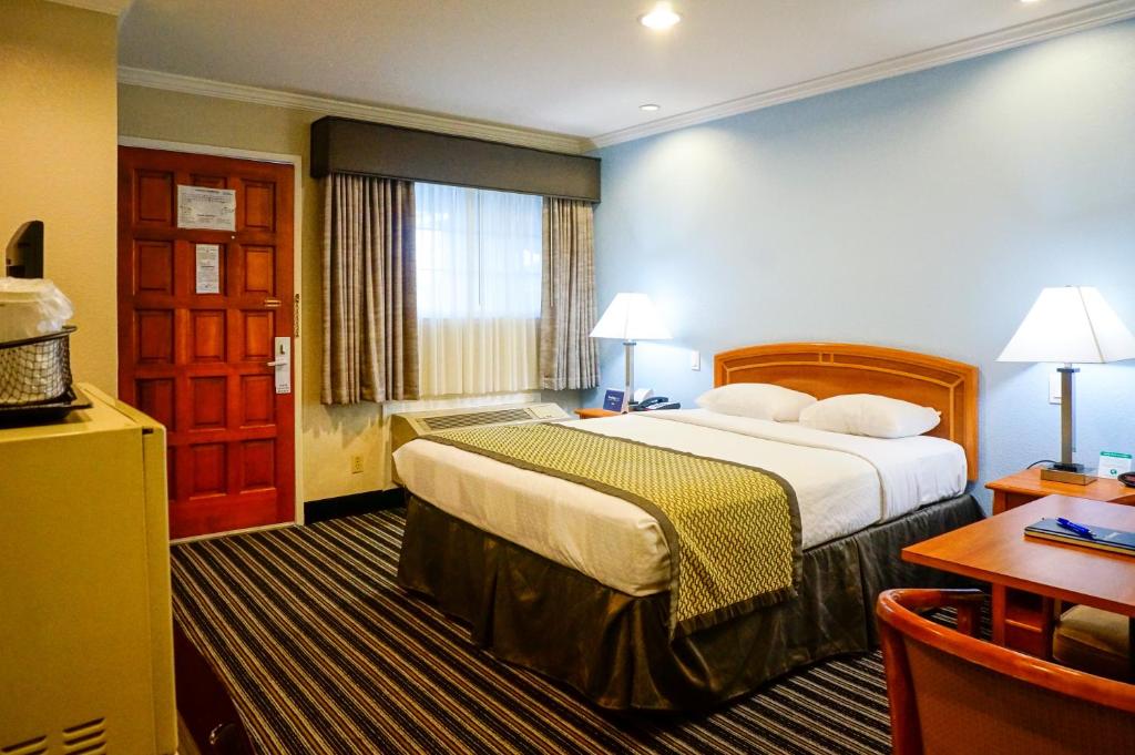 帕罗奥多帕尔马尼酒店的配有一张床和一张书桌的酒店客房