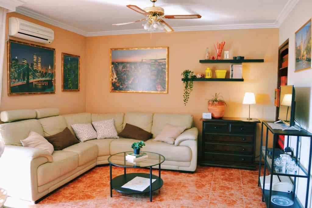 塞维利亚El Apartamento de Trini的客厅配有沙发和桌子