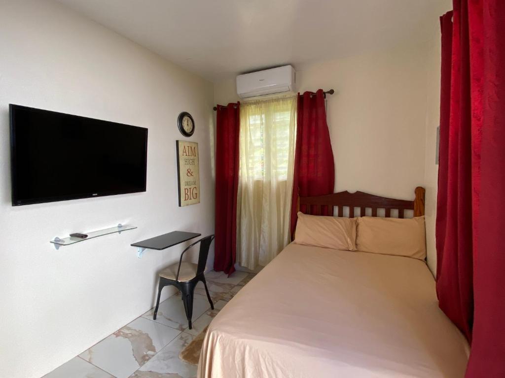 罗得城More Than Beauty Properties的一间卧室配有一张床和一台平面电视