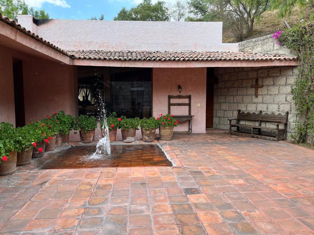 Tepeji de OcampoImpresionante casa en el campo Tepeji的房屋中间带喷泉的庭院