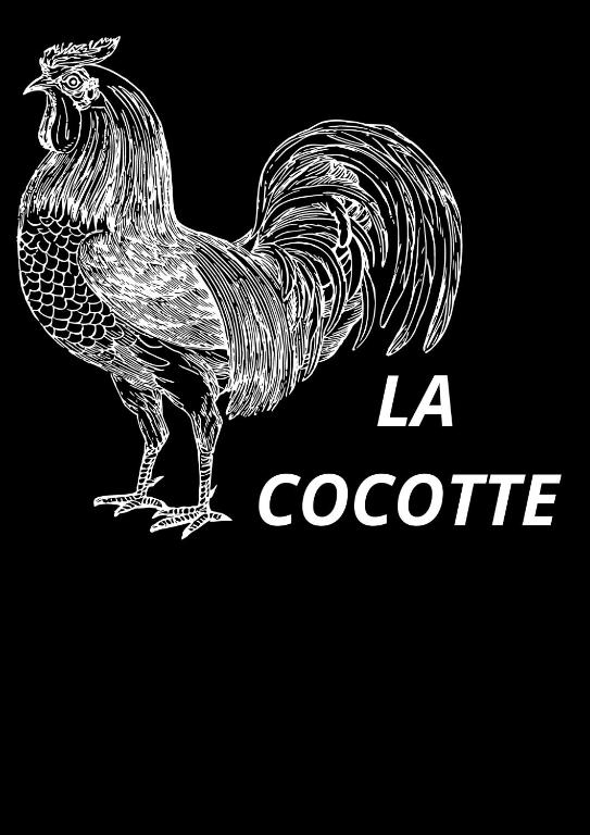 Logis hôtel la cocotte的黑背景下公鸡的粉笔画