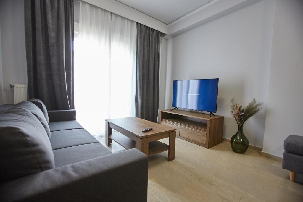 亚历山德鲁波利斯C.L.A. 2 City Lux Apartment Alaxandroupoli的带沙发和平面电视的客厅