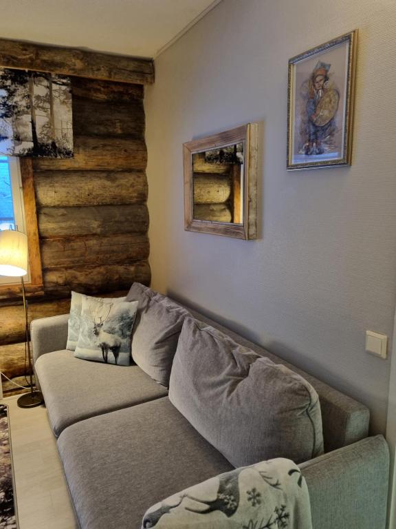 索特Polaris Homes Huippu的带沙发和墙壁的客厅