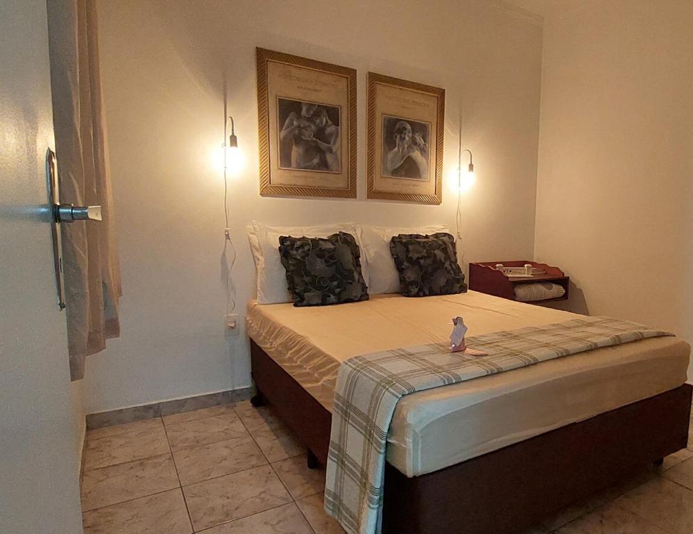 桑托斯Rota 013 - Santos Canal 4的一间卧室配有一张带两个枕头的床