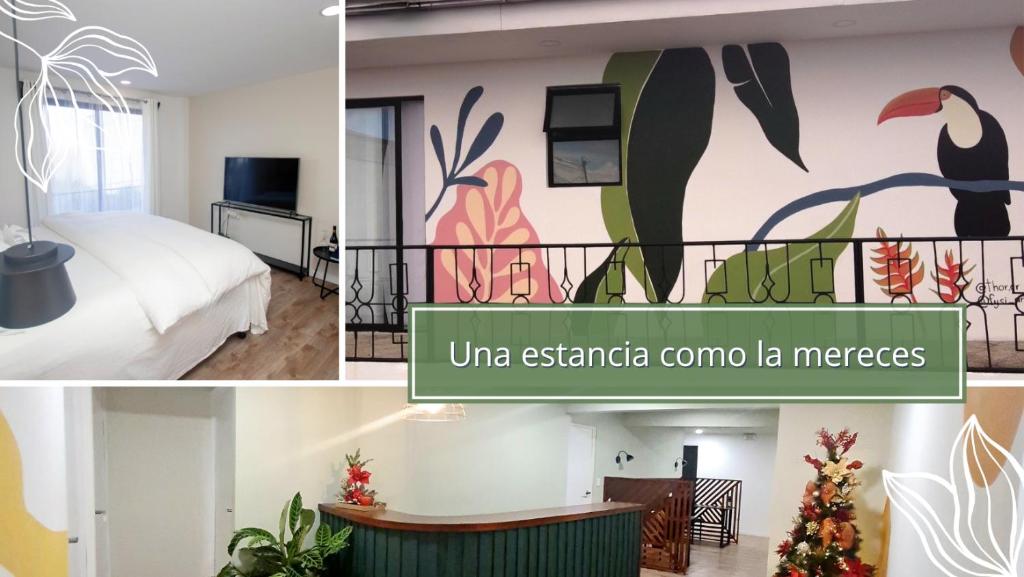 QuesadaHotel Ventura的一张酒店客房图片,房间带一间卧室