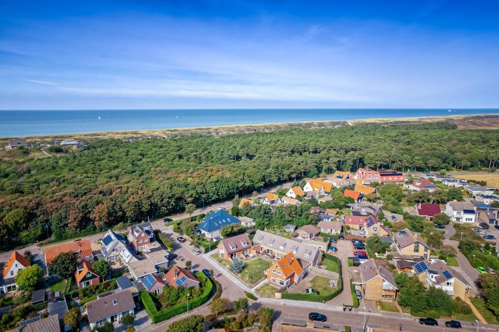 德科赫De Leeuwerik的海洋旁小镇的空中景观