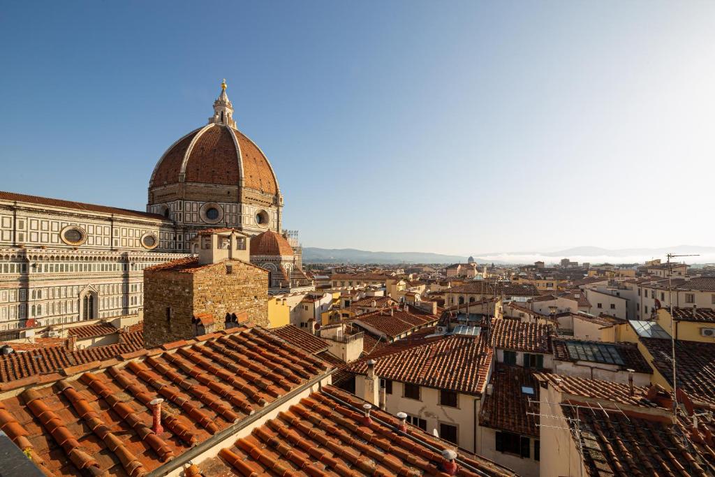 佛罗伦萨维拉尼酒店的享有大教堂和屋顶的城市美景