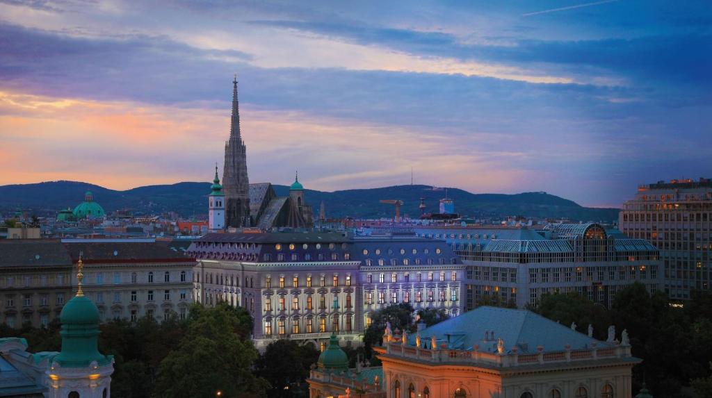 维也纳Almanac Palais Vienna的城市陡峭的大建筑的景色