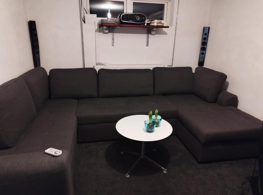 EspergærdeLouisiana Rent的客厅配有沙发和桌子