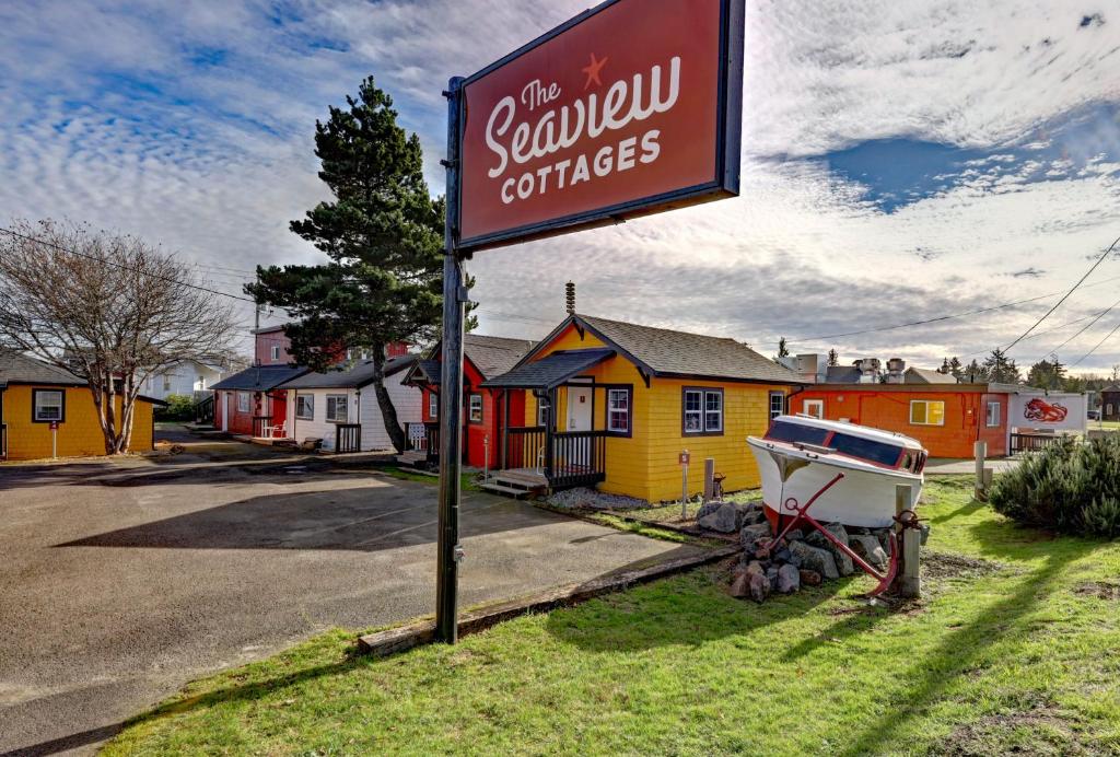 SeaviewThe Seaview Cottages的草上小船在西雅图咖啡馆的标志