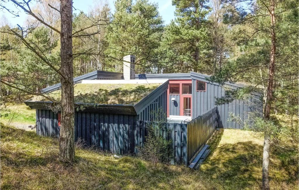 维斯特索马肯Gorgeous Home In Nex With Wifi的树林中草屋顶的小房子