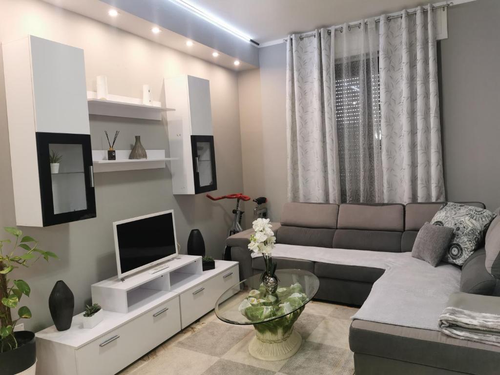 亚历山德里亚Splendido appartamento in zona centrale的带沙发和电视的客厅