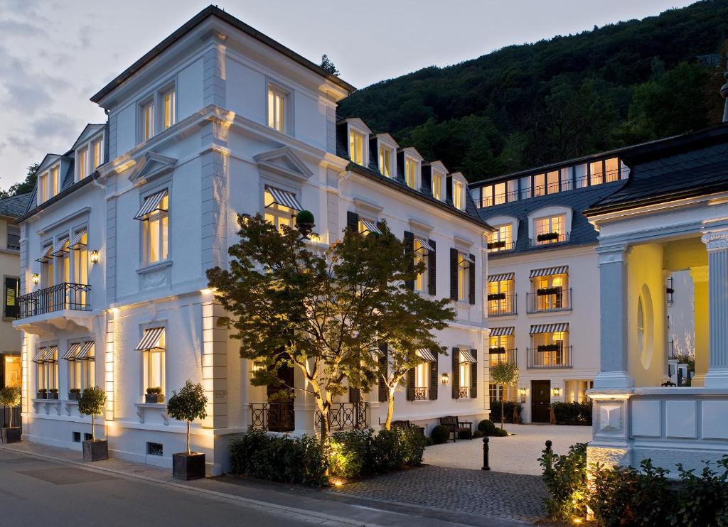 海德堡House of Hütter - Heidelberg Suites & Spa的前面有一棵树的白色大建筑