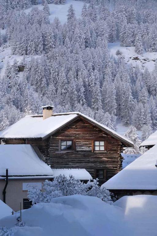 凯拉地区莫利讷Maison Emme的小木屋,屋顶上积雪