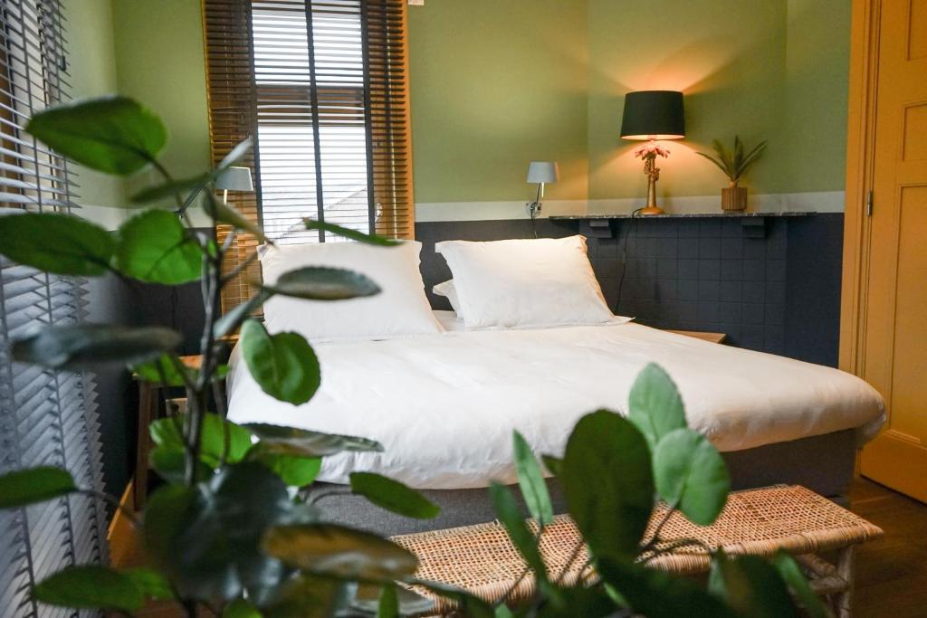 蒂尔堡Villa la Vida的一间卧室,前方有一张植物床