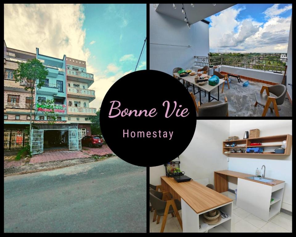 芹苴Nhà nghỉ Bonne Vie' Homestay的建筑物和房屋照片的拼合