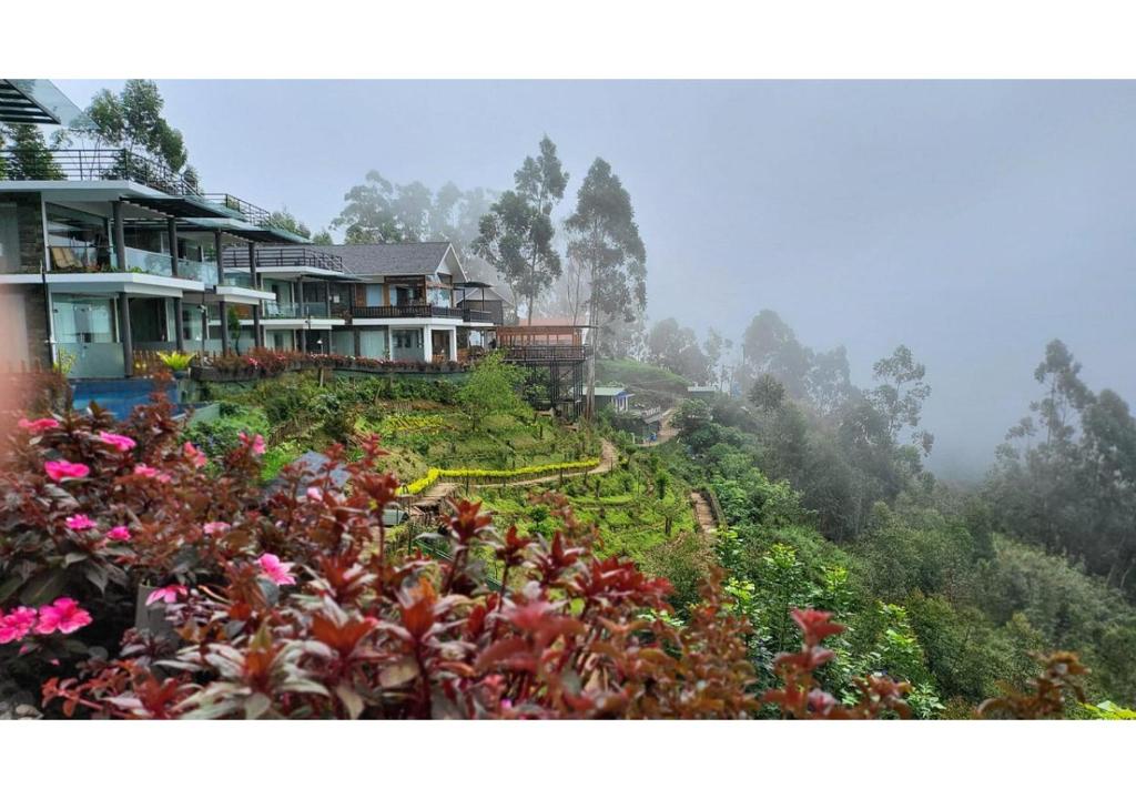 蒙纳Chandys Drizzle Drops - Munnar Top Station的山边的花房