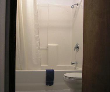 希利White Moose Lodge的一间带卫生间、浴缸和淋浴的浴室