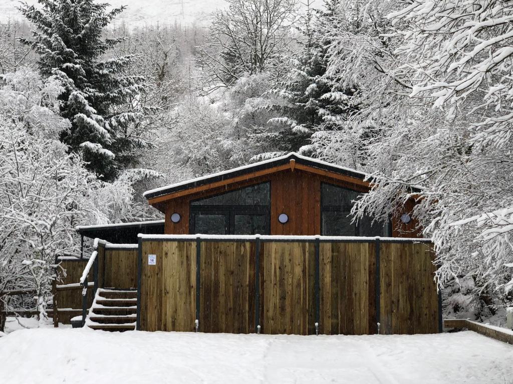 洛亨黑德巴尔库希德布拉斯假日公园酒店的小木屋,带雪地围栏
