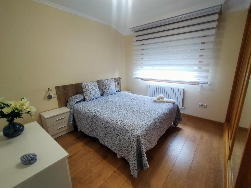 阿尔苏阿Casa Abeleira的一间小卧室,配有床和窗户