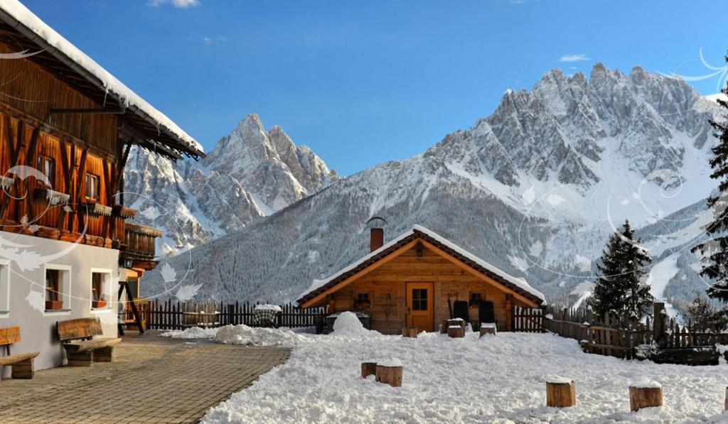 圣坎迪朵格林兹夫山脉天然度假阿格里斯图莫酒店的山底雪中小屋