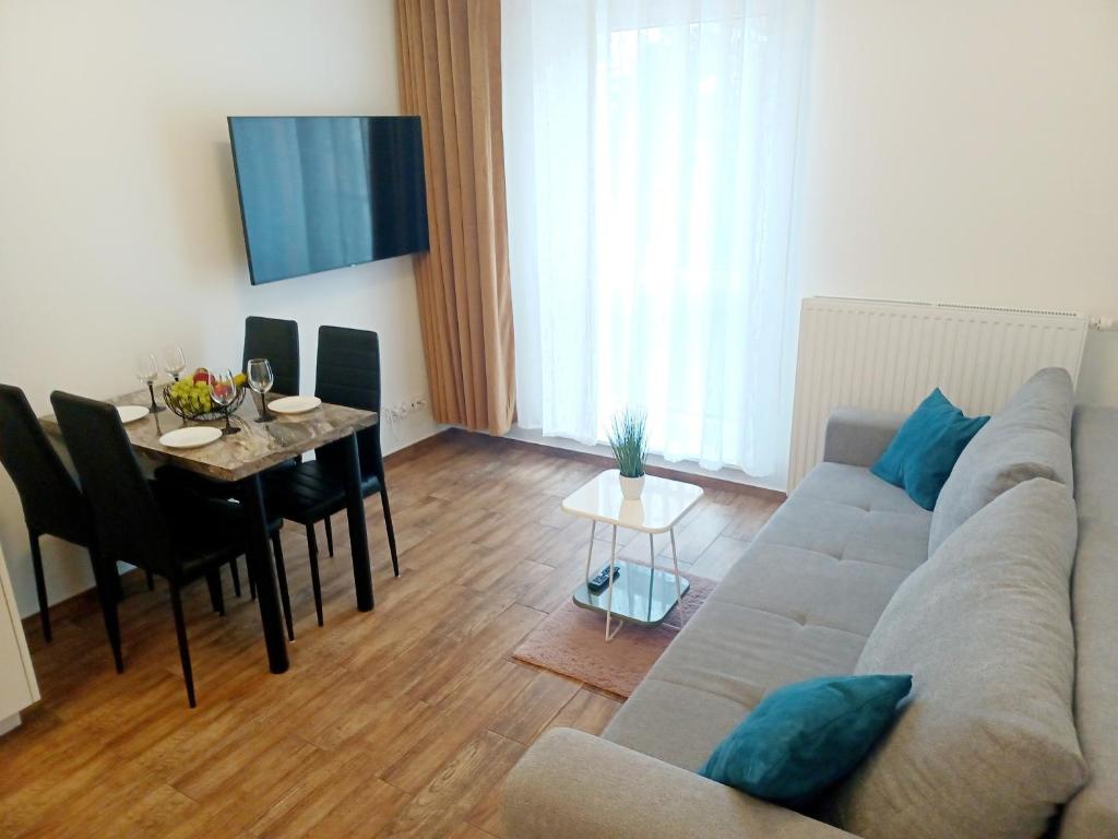 什切青AJP Apartament Szczecin Dąbie的客厅配有沙发和桌子