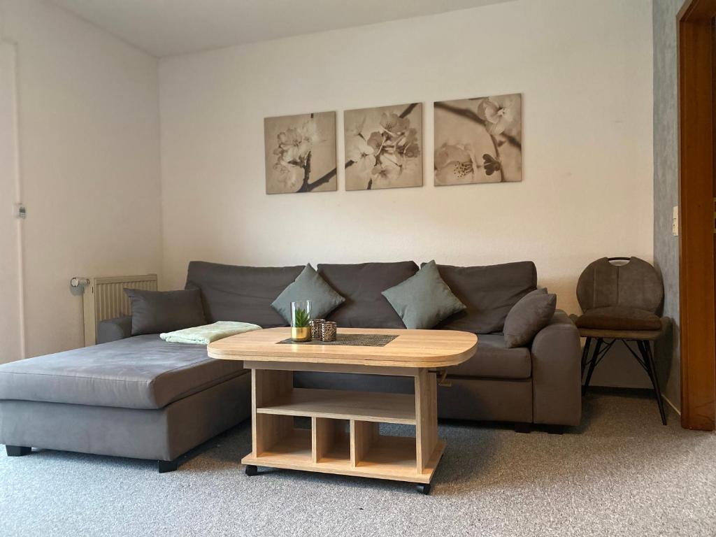 施科伊迪茨Regenbogengasse的客厅配有沙发和桌子