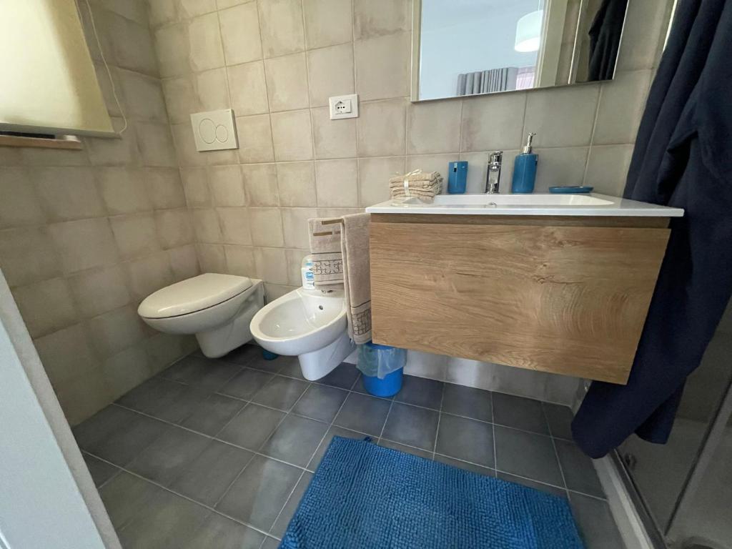 圣维托诺曼Suite Europa的一间带卫生间和水槽的小浴室