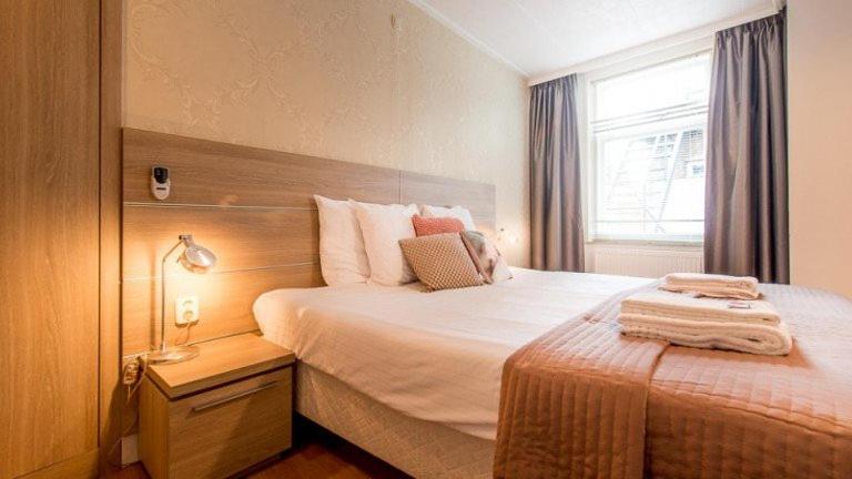 博尔斯瓦德Hotel de Wijnberg的卧室配有一张大白色床和窗户