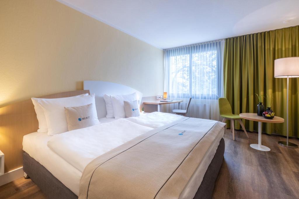 埃朗根厄尔兰根精选酒店的一间设有大床和窗户的酒店客房