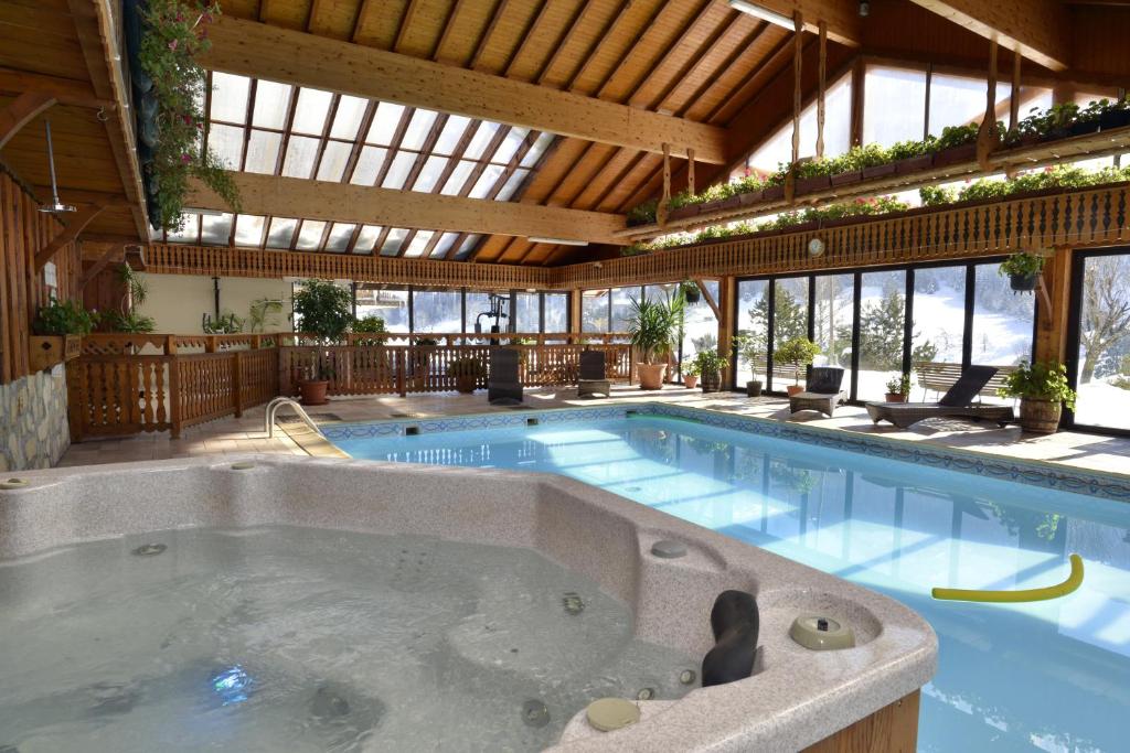 阿邦当斯弗莱昂酒店的一个带大浴缸的大型游泳池