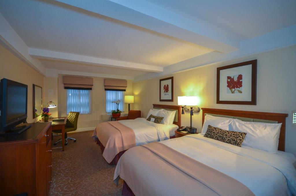 纽约纽约圣卡洛斯酒店的酒店客房设有两张床和一台平面电视。