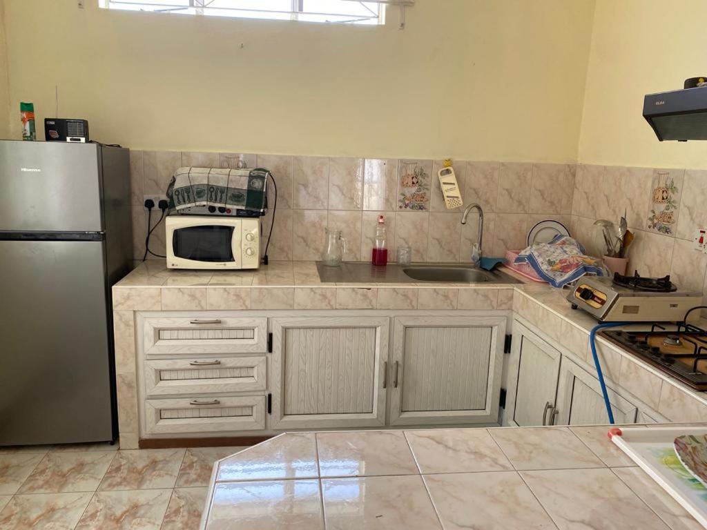 弗利康弗拉克Shero Villa的厨房配有冰箱和微波炉。