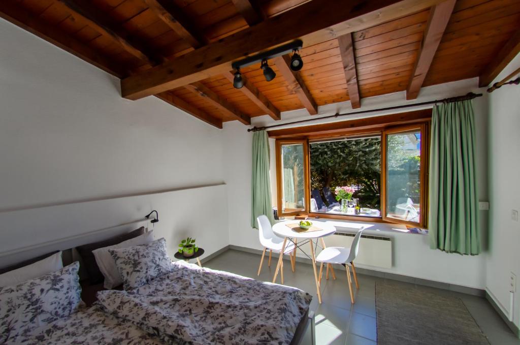 隆科索普拉阿斯科纳Rustico al Sole - Just renewed 1bedroom home in Ronco sopra Ascona的带沙发、桌子和窗户的客厅