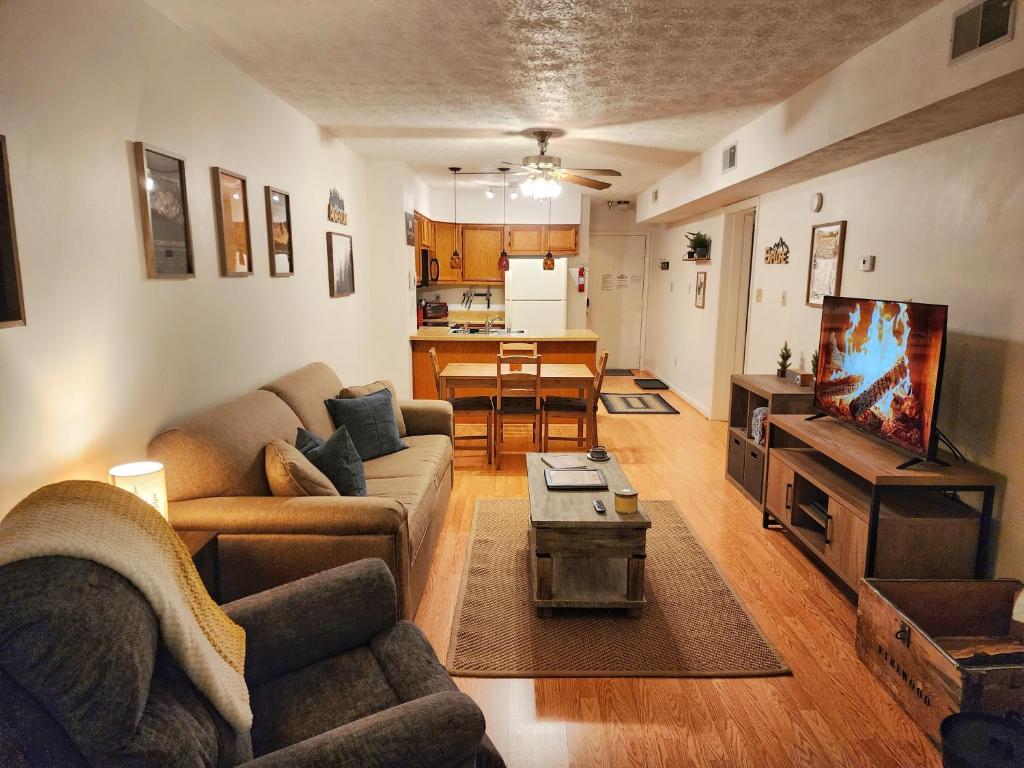 戴维斯The Davis Ridge的客厅配有两张沙发和一台电视机