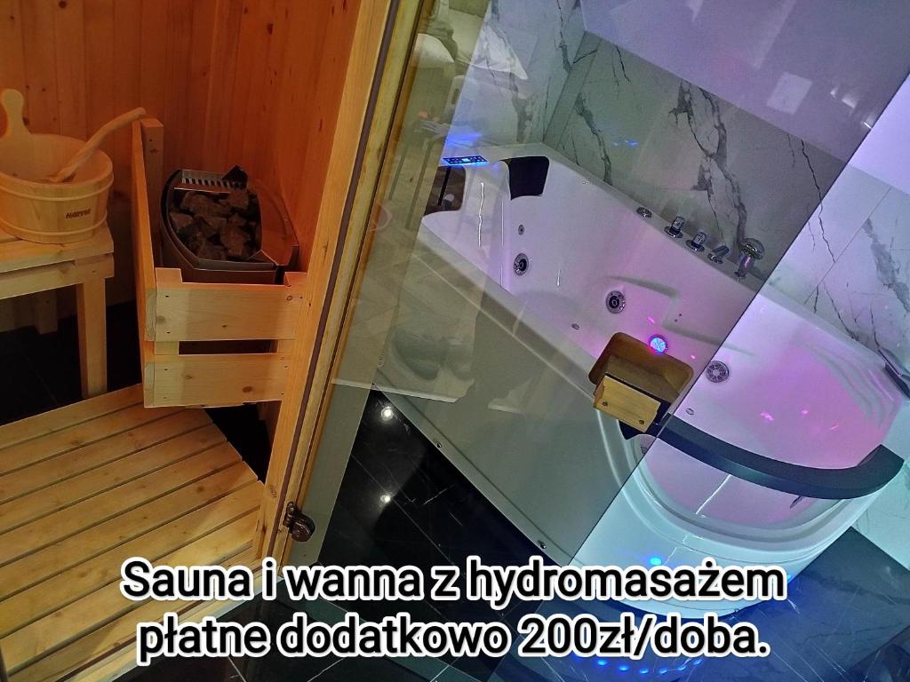 维斯瓦Apartament z sauną i jacuzzi na wyłączność - Sikorówka - Dobre Miejsce的一间带浴缸的浴室