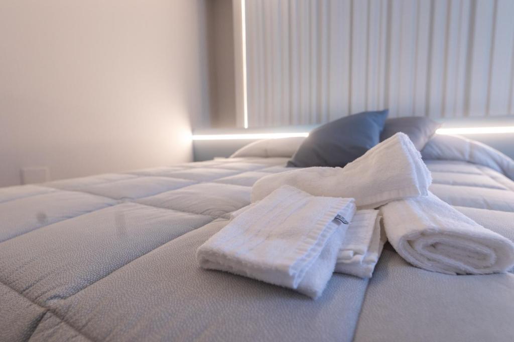 卡尔塔尼塞塔Dalmazia Boutique Apartment的床上有两条毛巾