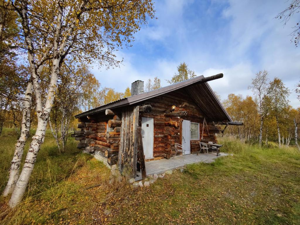 KaresuvantoVilla Lavijoki的田野中间的小木屋