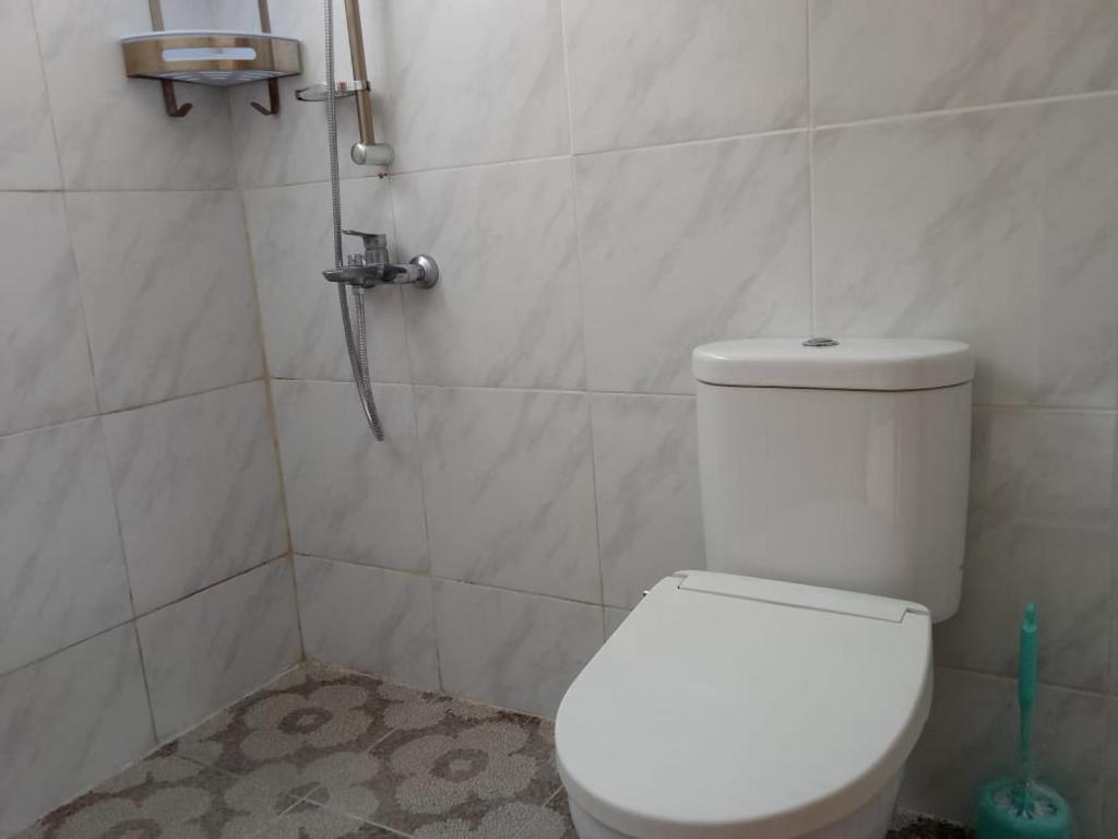 井里汶Damai Guest House Cirebon的浴室配有白色卫生间和淋浴。