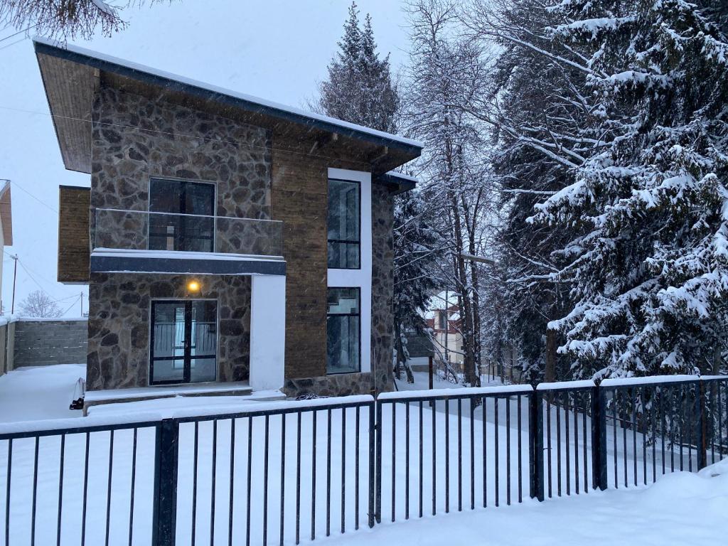 巴库里阿尼BANOVANI Bakuriani的雪中带围栏的房子