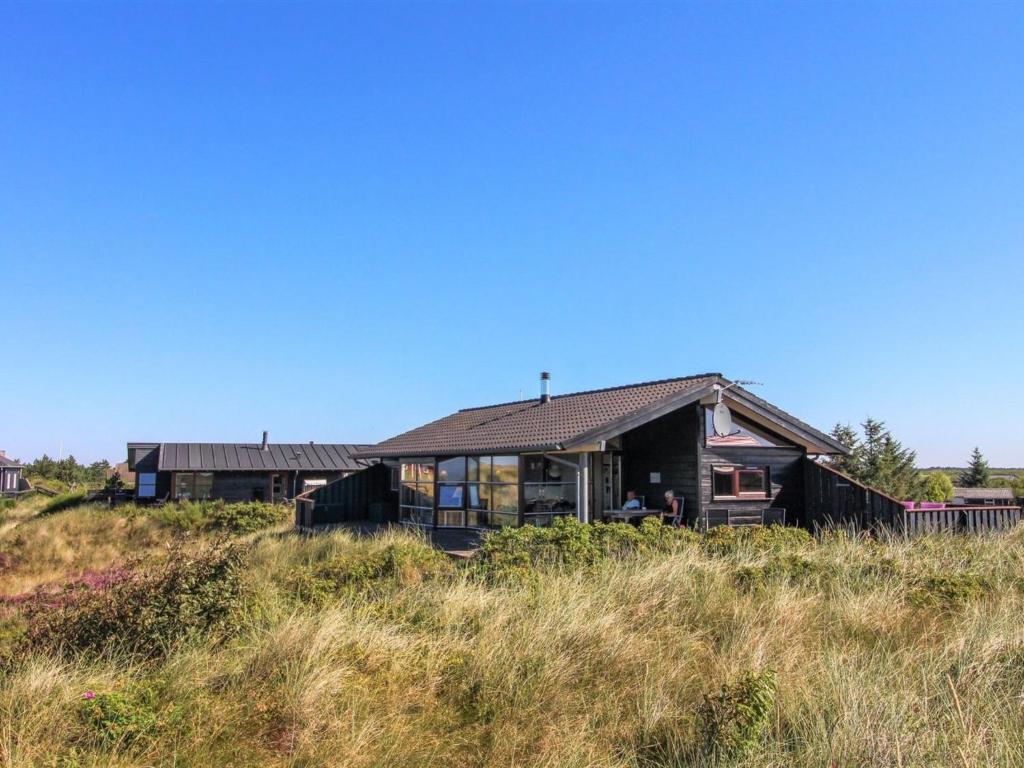 拉科克Holiday Home Alim - 300m from the sea in Western Jutland by Interhome的坐在草山顶上的房子