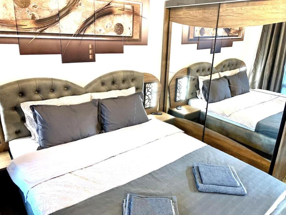 鲁塞Asitad DeLuxe Apartments的一间卧室配有一张大床和一张沙发