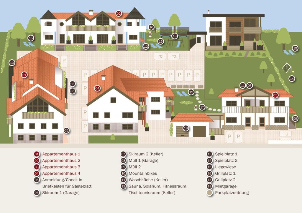 比希尔巴赫Ferienanlage Hechenbergerhof的不同类型房屋的房屋图