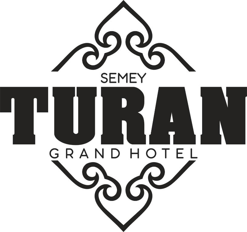 塞米伊TURAN SEMEY GRAND HOTEL的宏伟酒店黑白标志