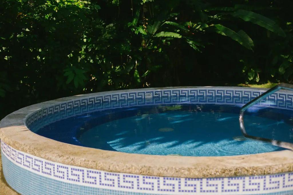 帕伦克那图屯帕伦克酒店的庭院内带喷泉的热水浴池